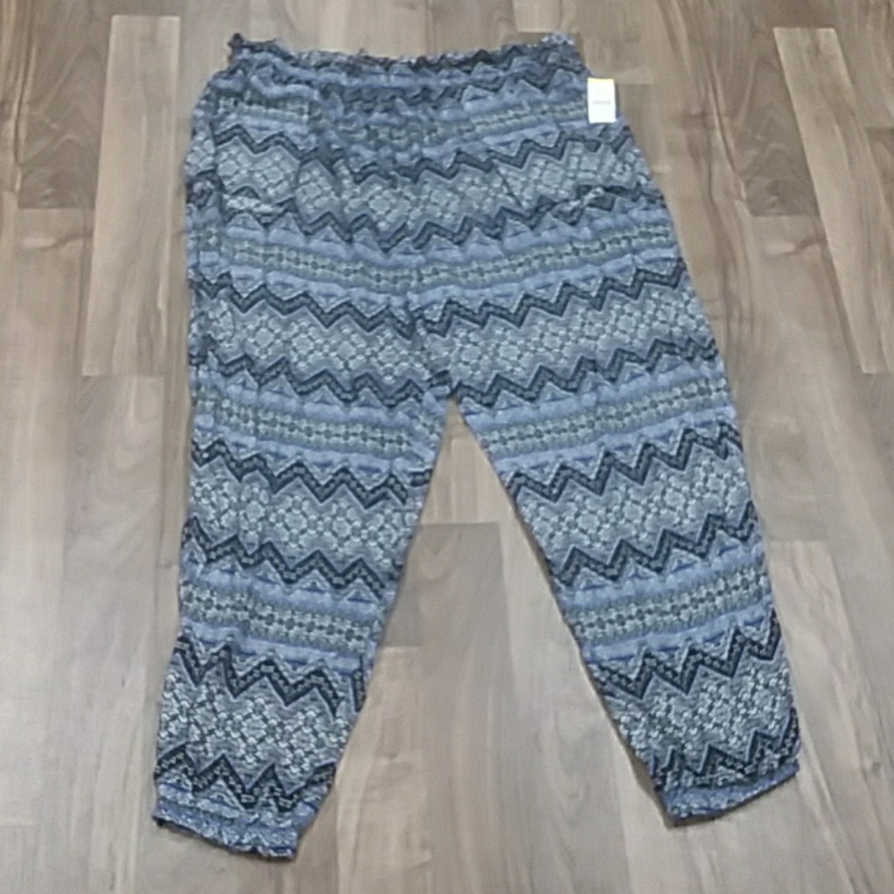 Simply Emma Womens Crinkle Pants Tribal Chevron - Picture 1 of 2